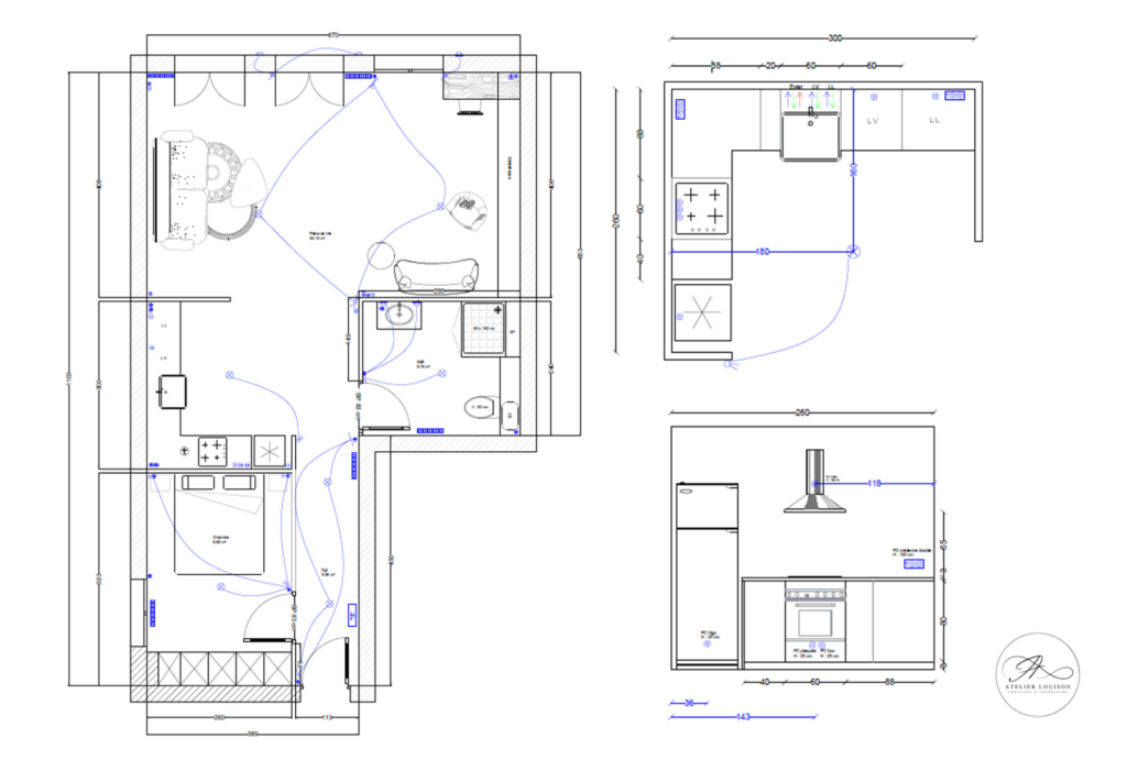 plans techniques pour la prestation de conseils en architecture d'intérieur